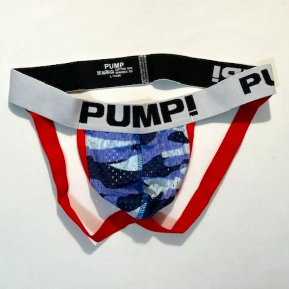 PUMP!  Camo Mesh Jockstrap - Blue Camo/Red/White/Black (186BCJK) - Picture 3 of 13